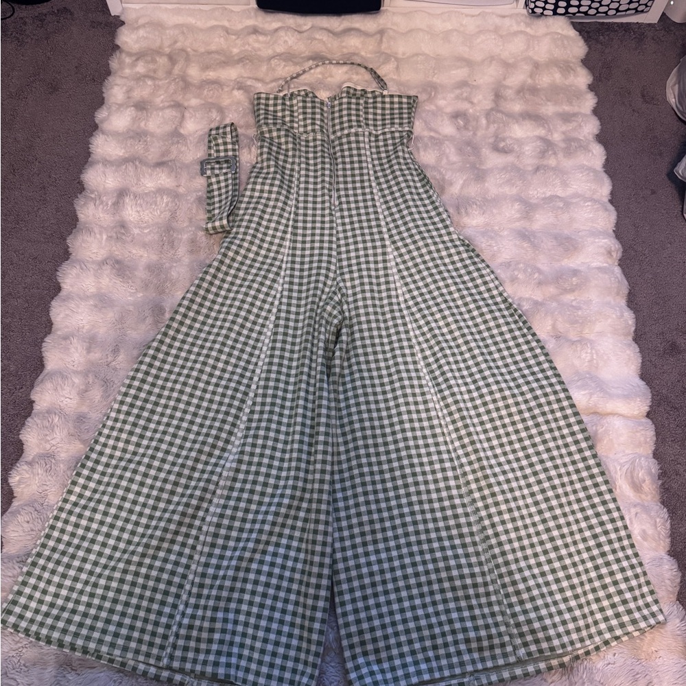 FP Movement by Free People Green Checkered Jumpsuit